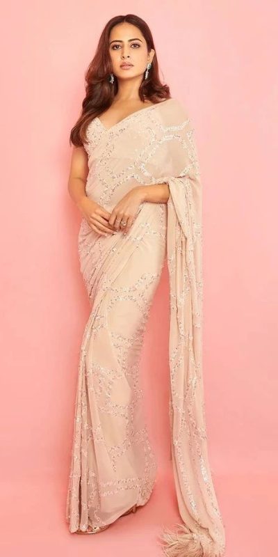 adorable-peach-color-georgette-with-sequence-saree