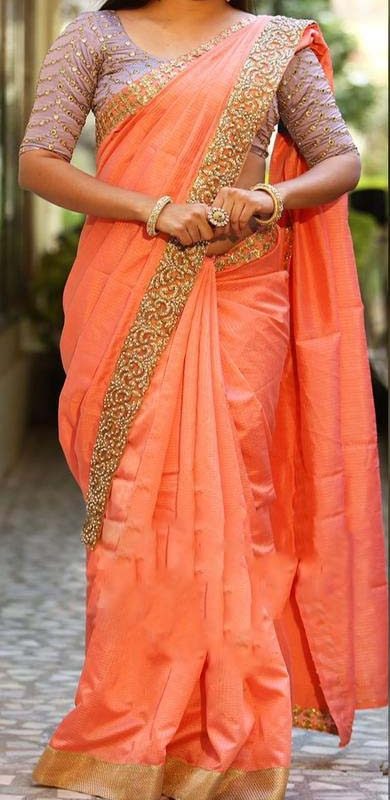 exclusive-orange-color-cotton-with-embroidery-work-saree