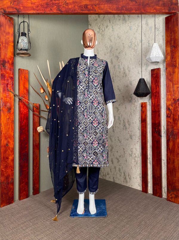 fashionable-navy-blue-cotton-thread-with-sequence-salwar-suit