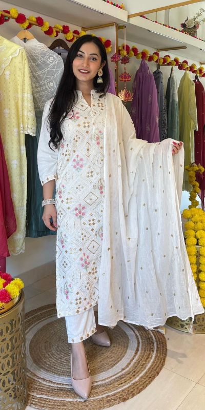 fashionable-white-color-cotton-thread-with-sequence-salwar-suit