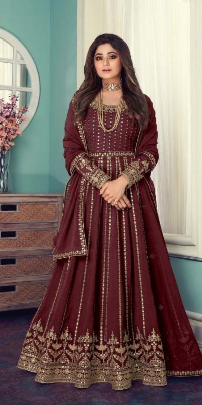 gorgeous-maroon-color-georgette-with-sequence-work-gown