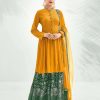 Yellow Georgette with Embroidery Work Sharara Suit