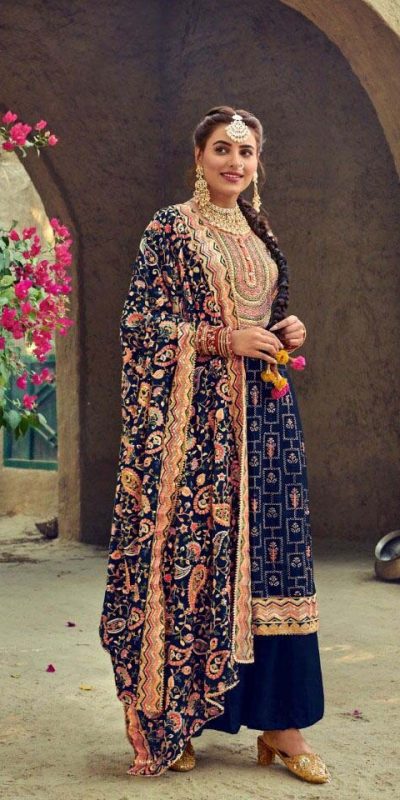 new-exclusive-blue-color-embroidery-work-sharara-suit