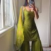 Green Embroidery with Sequence Work Sharara