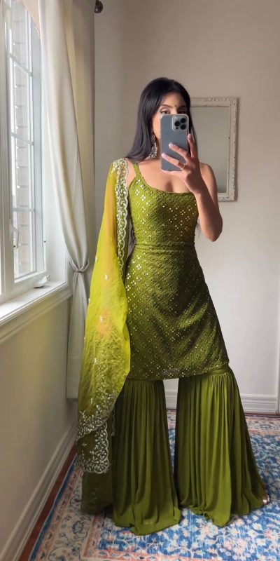 beautiful-green-color-embroidery-with-sequence-work-sharara