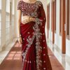 Maroon Kasturi Silk with Zari and Thread Work Saree