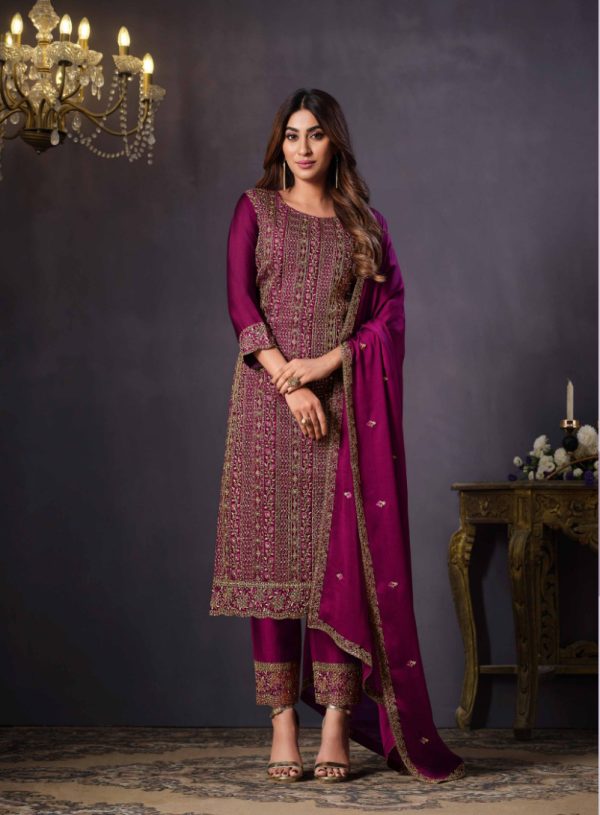 Awesome Pink Heavy Rangoli With Coding Sequence Embroidery Work Salwar Suit