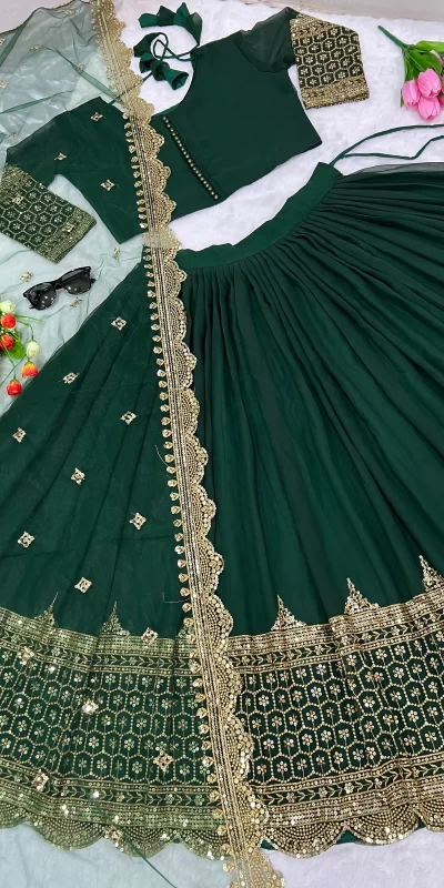 Black Multicoloured Thread & Mirror Embroidered Lehenga – Maharani