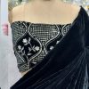 Black Heavy Velvet with Lace work. Sequence Designer Saree