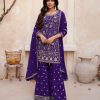 Purple Heavy Georgette Embroidered Work Sharara Suit