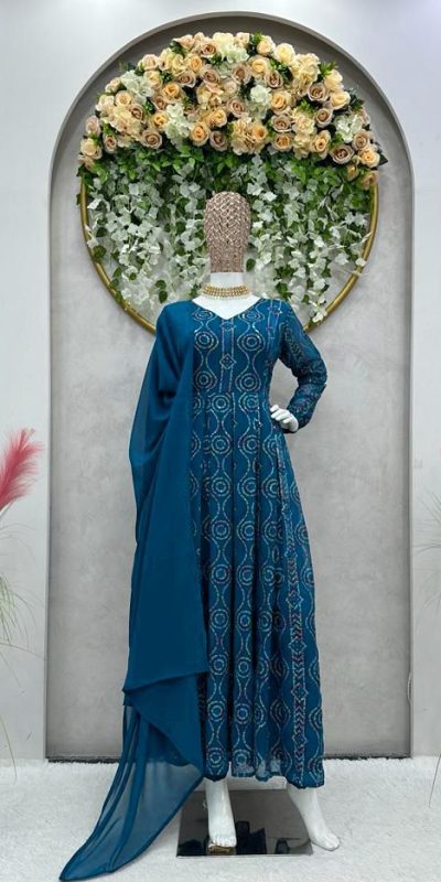 glamorous-prussian-blue-color-faux-georgette-with-sequence-work-gown