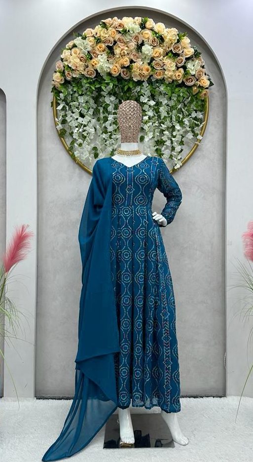 glamorous-prussian-blue-color-faux-georgette-with-sequence-work-gown