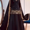 Black Heavy Georgette Embroidery with Sequence Work Lehenga