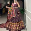 Angelic Wine Color Tussar Silk With Heavy Tassels patola printed Lehenga Choli