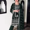 Green Velvet Heavy Embroidery Work Salwar Suit