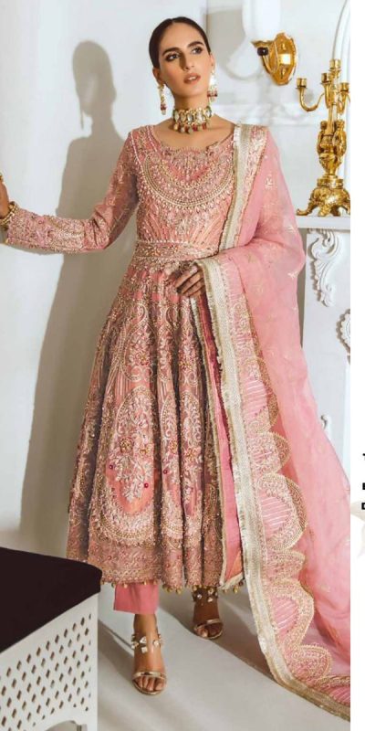 Dreamy Pink Color Heavy Net with sequence And Embroidery Work Anarkali Suit