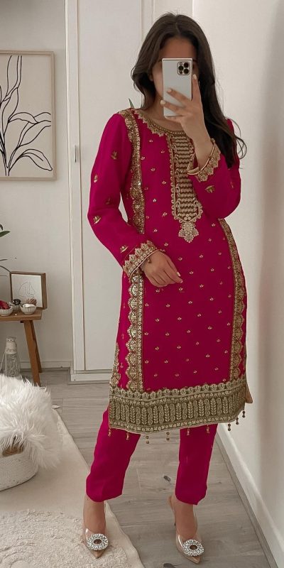 Dreamy Red Color Georgette With Heavy Embroidery Sequence Work Party Wear Top
