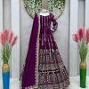 Wine Heavy Georgette Embroidery with Sequence Work Lehenga