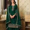 Adorable Green Color Georgette Embroidery Sequence Work Sharara Suit