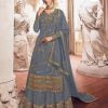 Grey Georgette Embroidery Sequence Sharara Suit