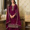 Adorable Purple Color Georgette Embroidery Sequence Work Sharara Suit