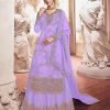 Purple Georgette Embroidery Sequence Sharara Suit