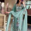 Peacock Blue Georgette Embroidery Salwar Suit