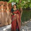 Maroon Soft Silk Saree with Design