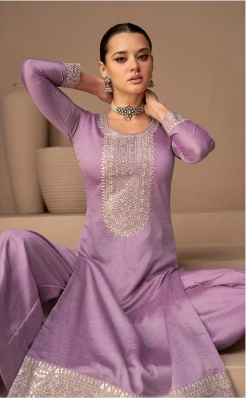 Green Handwork Muslin Straight Salwar Suit buy online -