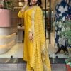 Yellow Heavy Modal Silk Embroidery Kurti