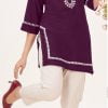 Purple Heavy Rayon Embroidery Kurti