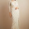 Gorgeous White Color Georgette Embroidery Sequence Work Saree