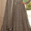 Grey Net Embroidery Mirror Work Anarkali Suit