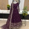 Violet Georgette Embroidery Sequence Gown