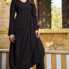 Black Heavy Rayon Schiffli Work Kurti