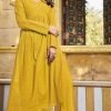 Yellow Heavy Rayon Schiffli Work Kurti