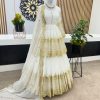 White Faux Georgette Sequin Embroidered Lehenga