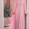 Pink Georgette Embroidered Sequence Straight Salwar Suit