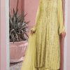 Yellow Georgette Embroidered Sequence Straight Salwar Suit