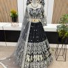 Black Faux Georgette Embroidery Lehenga Choli