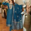 Blue Rayon Embroidery Work Printed Kurti