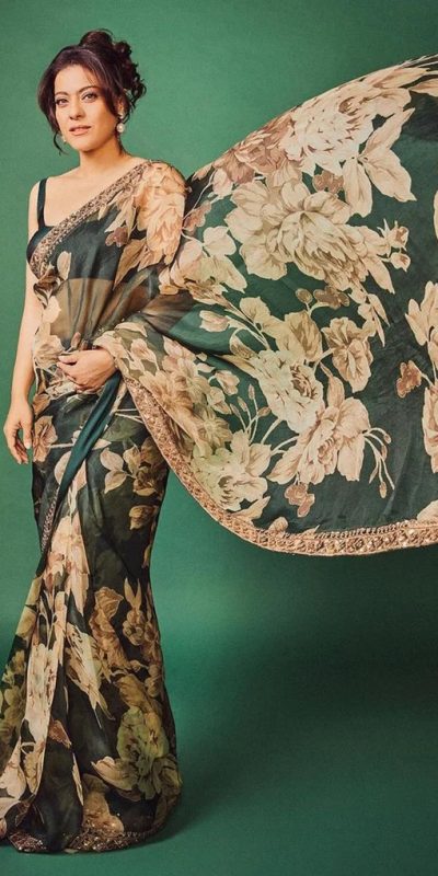 Mesmerizing Green Color Premium Georgette Digital Print Saree