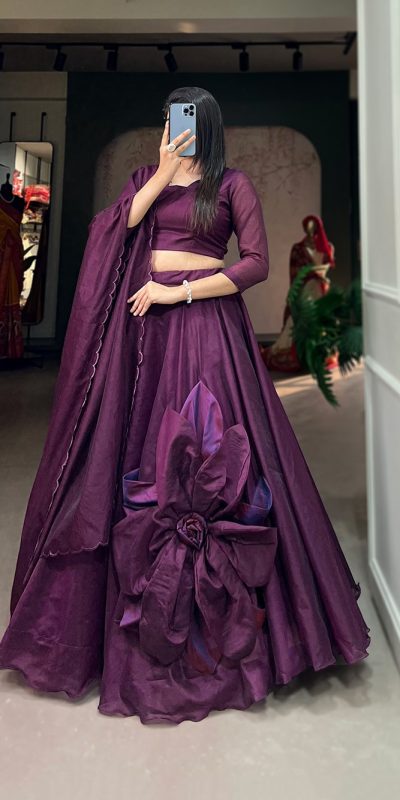 New Exclusive Purple Color Rajwadi Chanderi Silk Lehenga Choli