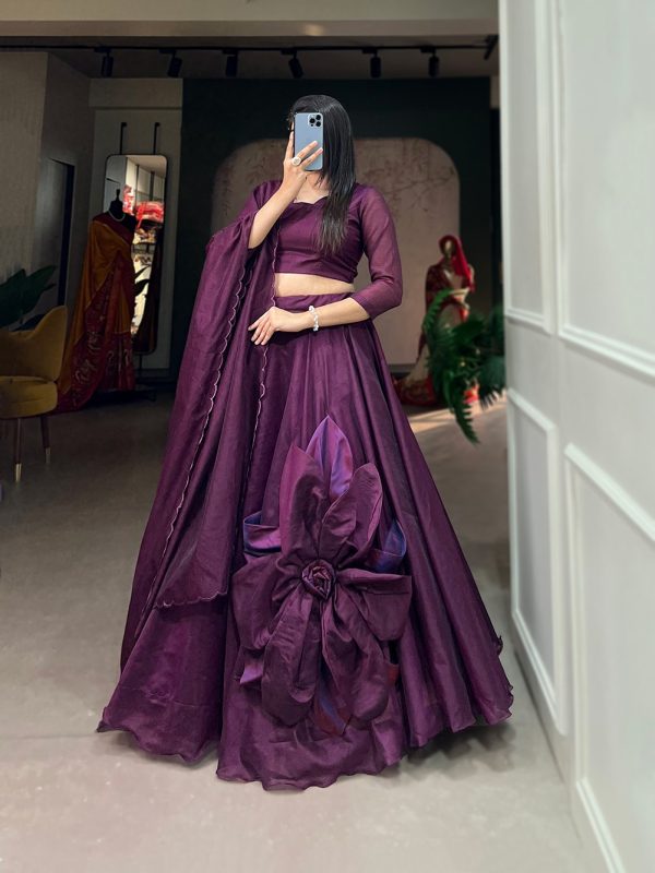 New Exclusive Purple Color Rajwadi Chanderi Silk Lehenga Choli