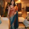 Orange Georgette Dual Sequin Embroidered Saree