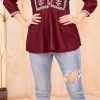Maroon Heavy Rayon Embroidery Kurti