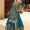 Persian Blue Georgette Soft Net Sequence Embroidery Lehenga Choli