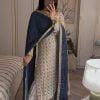 Pretty White Color Sequence Work Salwar Suit With Blue Dupatta