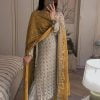 White Sequence Work Salwar Suit with Yellow Dupatta