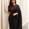 Black Georgette Sparkle Lace Border Saree